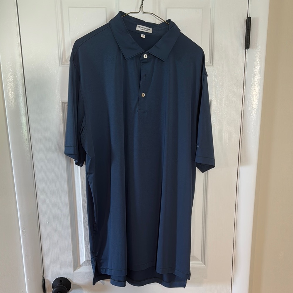 Peter Millar Blue & Green Stripe Polo Shirt Casual Style